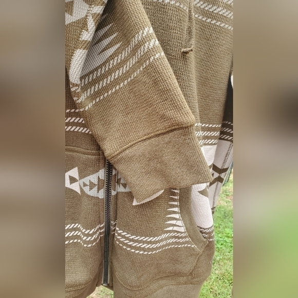 Levis Recess Fleece Shawl Hoodie Cardigan Sweater Jacket Patchwork Bohemian - Picture 8 of 8